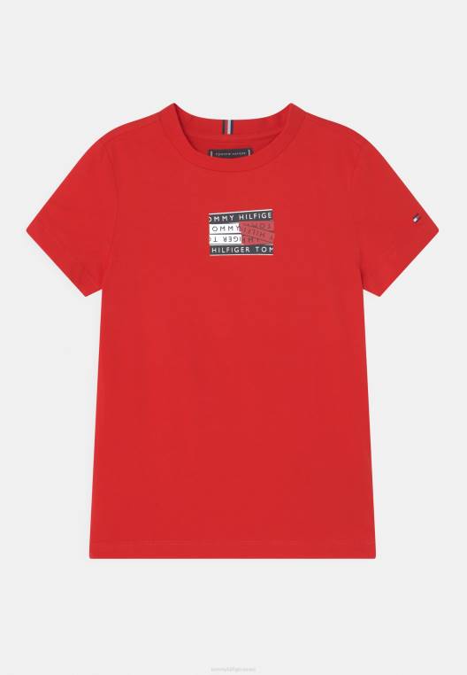 חולצת טריקו בהדפס טי טייפ גרפי NX207773 ארגמן עמוק Tommy Hilfiger