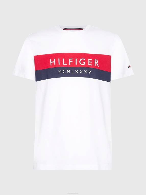 חולצת טריקו עם חסימה בצבע NX20777 לבן Tommy Hilfiger