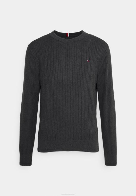 מגשר מבנה רשת צוואר צוואר NX207804 אברש אפור כהה Tommy Hilfiger