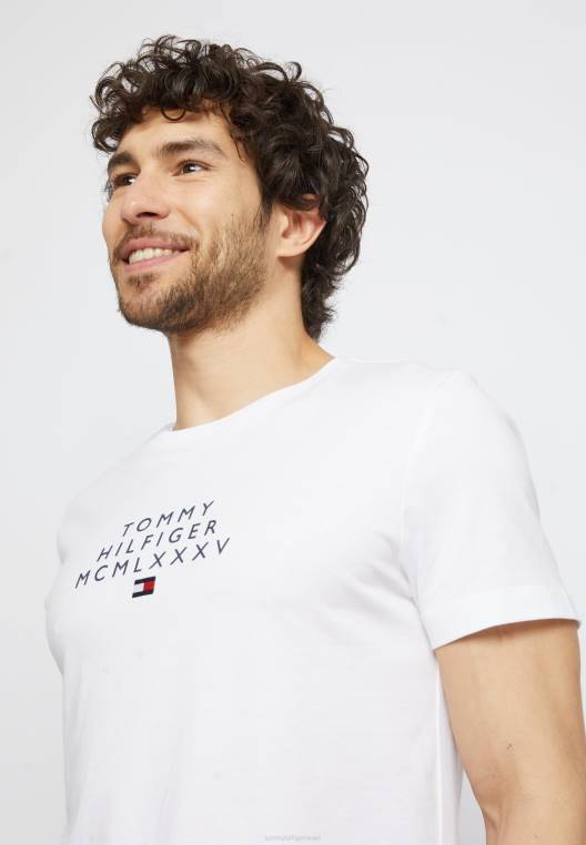 חולצה קטנה בהדפס גרפי במרכז NX207810 לבן Tommy Hilfiger