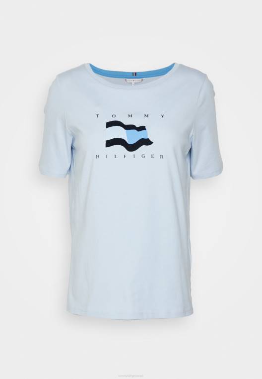 חולצת טי פתוחה עם דגל NX207833 כחול מבריז Tommy Hilfiger
