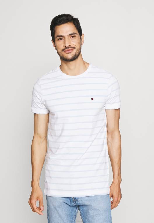 חולצת טריקו בסיסית NX207843 לבן/כחול מבריק Tommy Hilfiger