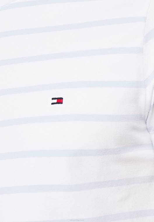 חולצת טריקו בסיסית NX207843 לבן/כחול מבריק Tommy Hilfiger