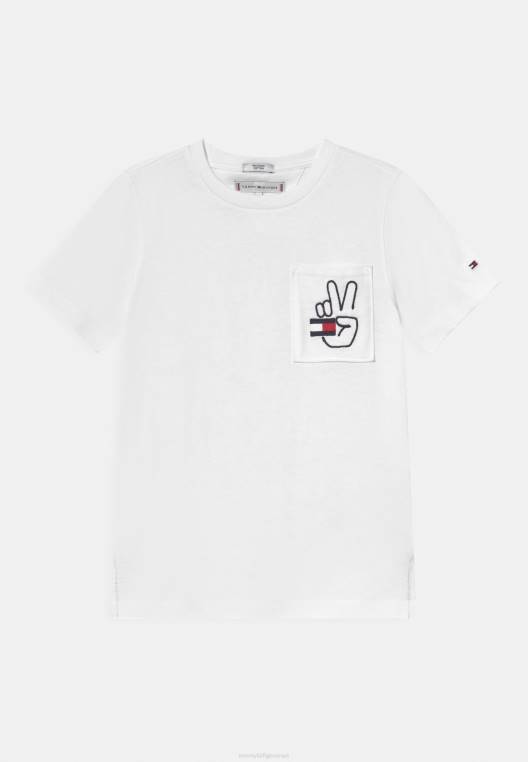 חולצת טריקו בהדפס יוניסקס בכיס NX207844 לבן Tommy Hilfiger