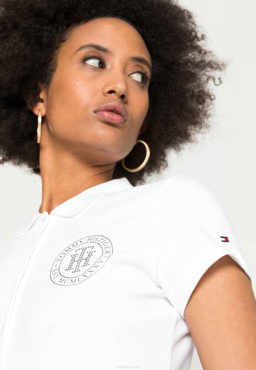 חולצת פולו קריסטל דקה NX207857 אופטי לבן Tommy Hilfiger