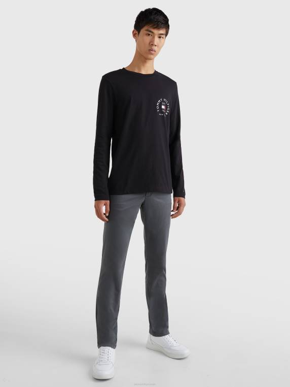 חולצת טי עם לוגו עם שרוולים ארוכים בגזרה דקיקה NX20785 שָׁחוֹר Tommy Hilfiger