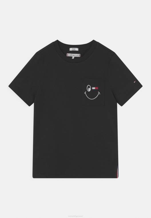 חולצת טריקו בהדפס יוניסקס בכיס NX207865 שָׁחוֹר Tommy Hilfiger