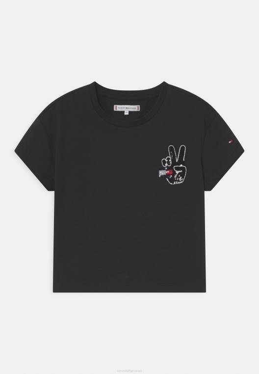 חולצת טריקו בהדפס טי טי נוצץ מהנה NX207870 שָׁחוֹר Tommy Hilfiger