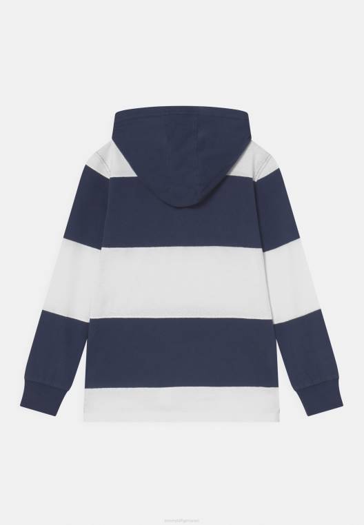 טופ רוגבי עם קפוצ'ון עם שרוולים ארוכים NX207888 כחול כהה/לבן Tommy Hilfiger
