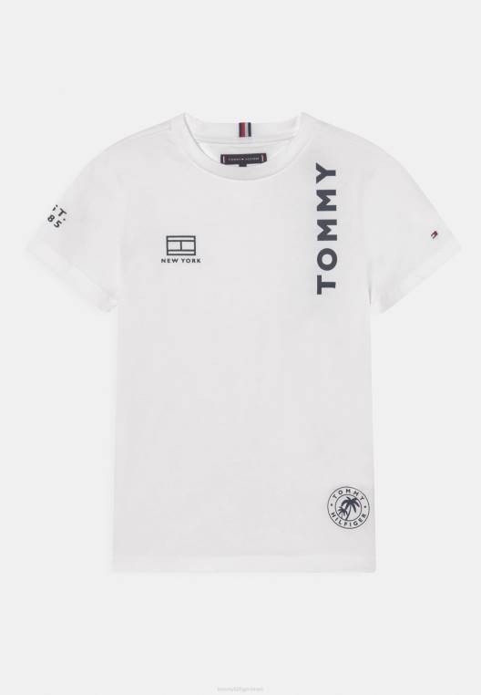 חולצת טריקו עם הדפסי טי מרובה מיקום NX207898 לבן Tommy Hilfiger