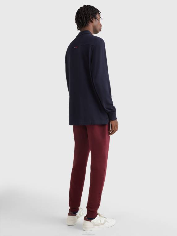 פולו עם רוכסן שרוולים ארוכים בהתאמה רגילה NX20789 שמיים מדבריים Tommy Hilfiger