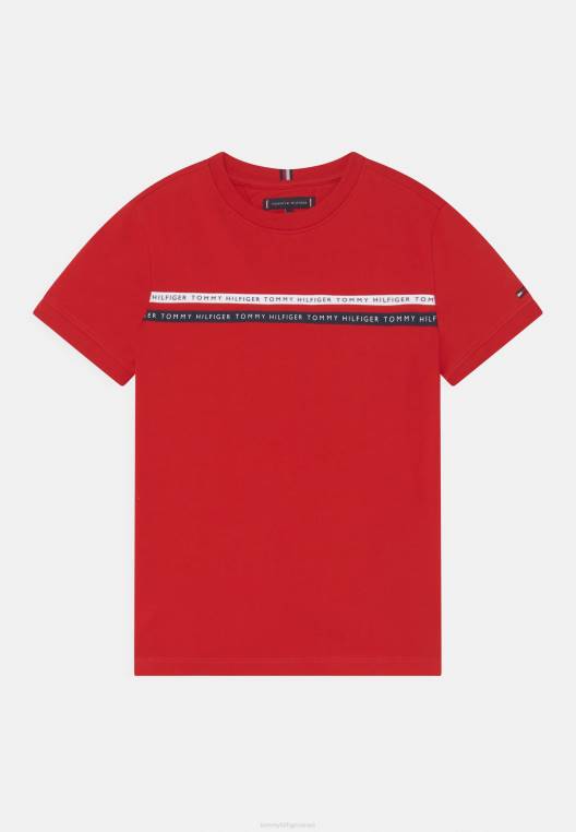 חולצת טריקו בהדפס טי טייפ NX207900 ארגמן עמוק Tommy Hilfiger