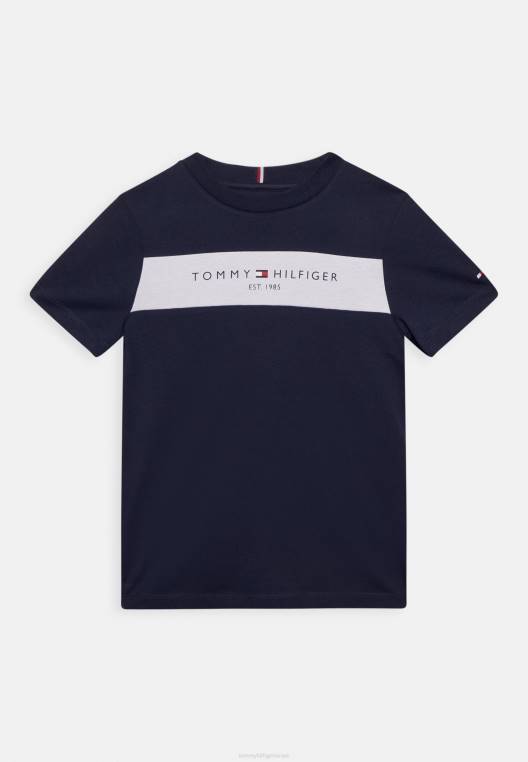 חולצת טריקו חיונית עם הדפסי טי קולורבלוק NX207905 צי הדמדומים Tommy Hilfiger