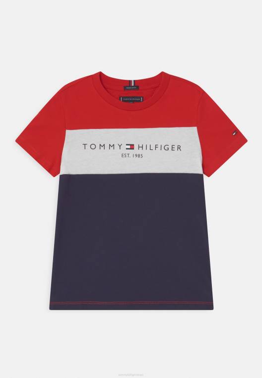 חולצת טריקו חיונית עם הדפסי טי קולורבלוק NX207909 צי הדמדומים Tommy Hilfiger