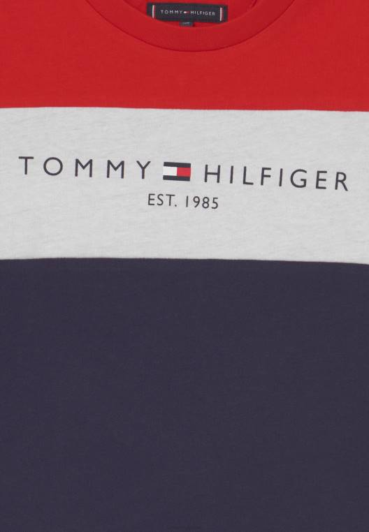 חולצת טריקו חיונית עם הדפסי טי קולורבלוק NX207909 צי הדמדומים Tommy Hilfiger