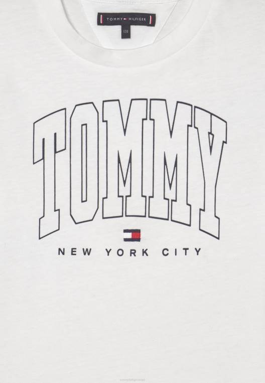 חולצת טריקו מודגשת עם הדפס לוגו של אוניברסיטה NX207910 לבן Tommy Hilfiger