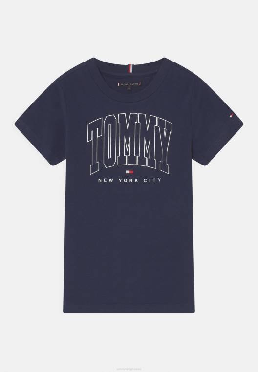 חולצת טריקו מודגשת עם הדפס לוגו של אוניברסיטה NX207911 צי הדמדומים Tommy Hilfiger