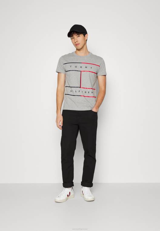 חולצת טריקו עם הדפס דגל גדול NX207931 אברש אפור בהיר Tommy Hilfiger