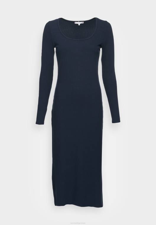 שמלת מידי שמלת יום עם צלעות דקות NX207956 שמיים מדבריים Tommy Hilfiger