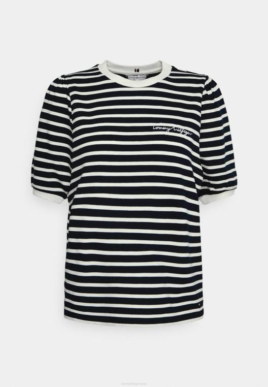 חולצת טריקו בהדפס גרפי NX207971 Breton stp/Desert sky ecru Tommy Hilfiger