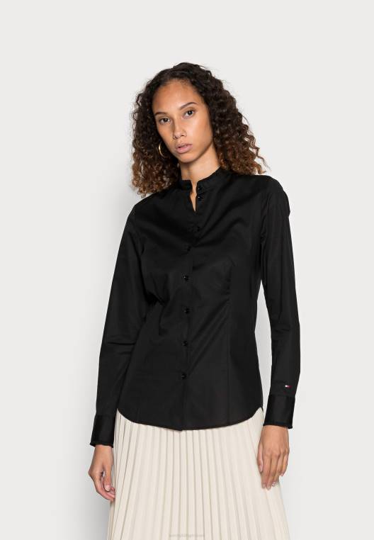 חולצת סלסול דק למתוח NX207977 שָׁחוֹר Tommy Hilfiger