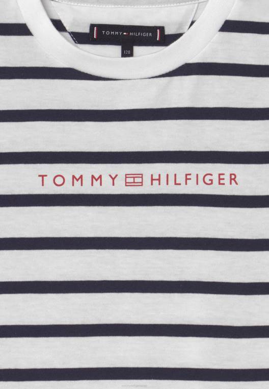 חולצת טריקו חיונית בהדפס פסים NX207978 לבן Tommy Hilfiger