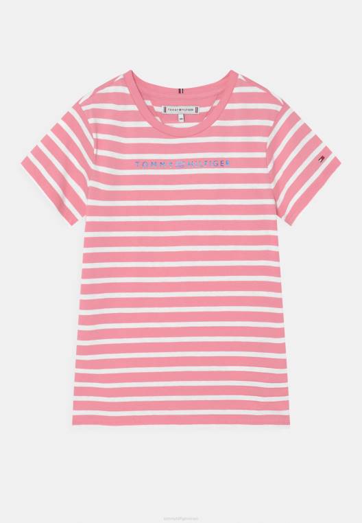 חולצת טריקו חיונית בהדפס פסים NX207979 ורוד/לבן טרי Tommy Hilfiger