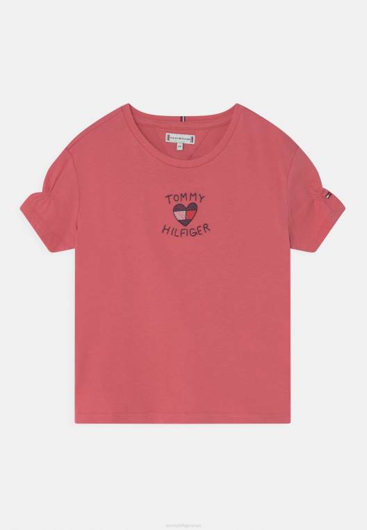 חולצת טי בהדפס דגל לב NX207992 אבטיח עמוק Tommy Hilfiger