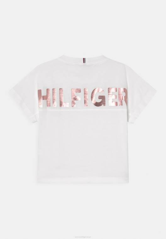 חולצת טריקו בהדפס טי נייר כסף מתכתי NX208001 לבן Tommy Hilfiger