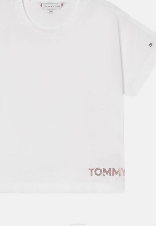 חולצת טריקו בהדפס טי נייר כסף מתכתי NX208001 לבן Tommy Hilfiger