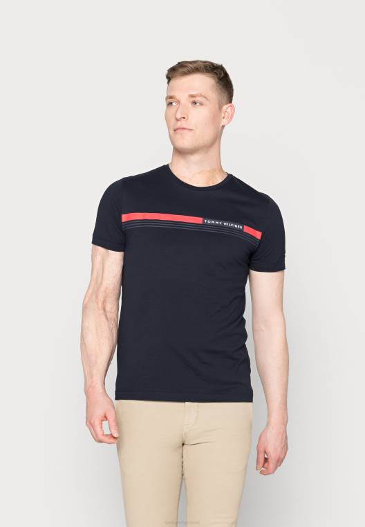 חולצת טריקו עם הדפס לוגו קדמי של חזה קורפ NX208007 שמיים מדבריים Tommy Hilfiger