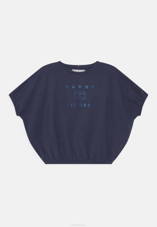 חולצת טי עם הדפס לוגו נייר כסף NX208011 צי הדמדומים Tommy Hilfiger