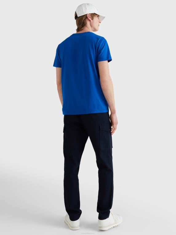 חולצת טריקו עם טקסט חתימה NX20802 אי יווני כחול Tommy Hilfiger