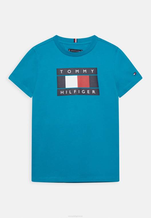 חולצת טריקו עם דגל פסים גלובליים בהדפס טי NX208031 צהבהב חדשה Tommy Hilfiger