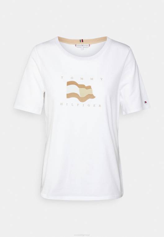 חולצת טי פתוחה עם דגל NX208052 לבן Tommy Hilfiger