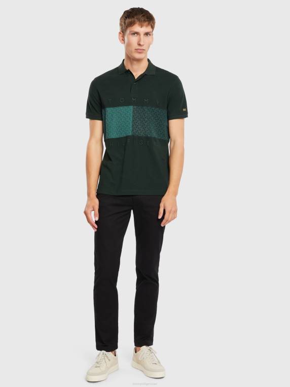 פולו פאנל מונוגרמה דיוואלי NX20805 ירוק תהום Tommy Hilfiger