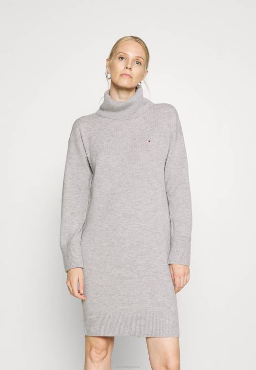 שמלת מגשר של שמלת ברך NX208064 אברש אפור בהיר Tommy Hilfiger