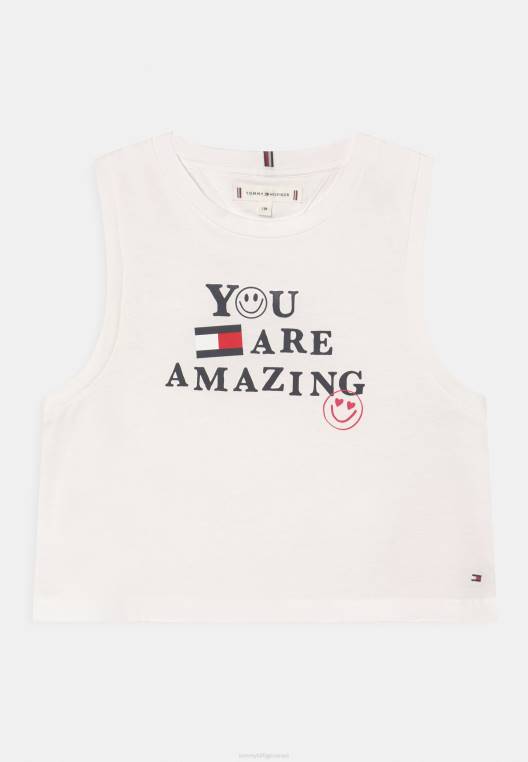 גופייה גרפית חיובית NX208066 לבן Tommy Hilfiger