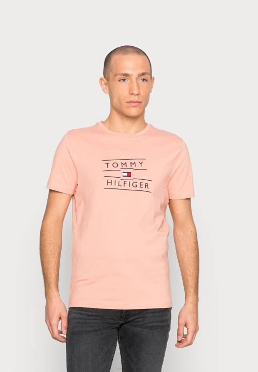 חולצת טריקו בהדפס יוניסקס מוערמים מודבקים NX208071 גויאבה Tommy Hilfiger