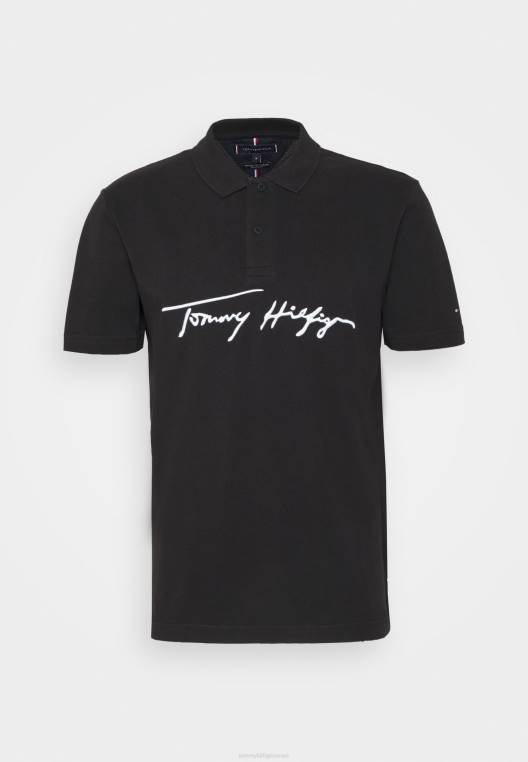 חולצת פולו רגילה עם לוגו מודגש NX208073 שָׁחוֹר Tommy Hilfiger