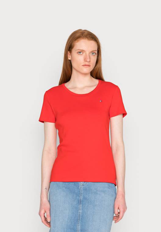 חולצת טריקו בסיסית עם צווארון עגול דק NX208085 זיקוקין Tommy Hilfiger