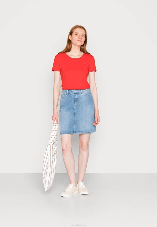 חולצת טריקו בסיסית עם צווארון עגול דק NX208085 זיקוקין Tommy Hilfiger