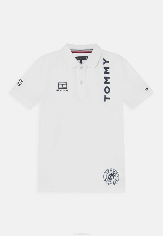 חולצת פולו מרובת מיקום NX208088 לבן Tommy Hilfiger