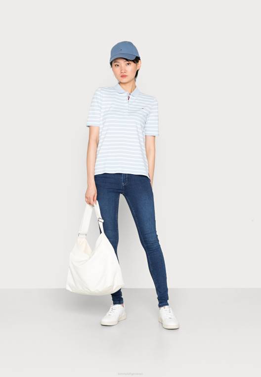 חולצת פולו פס רגילה NX208096 ברטון stp/בריזי כחול לבן Tommy Hilfiger