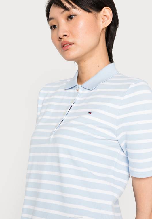 חולצת פולו פס רגילה NX208096 ברטון stp/בריזי כחול לבן Tommy Hilfiger