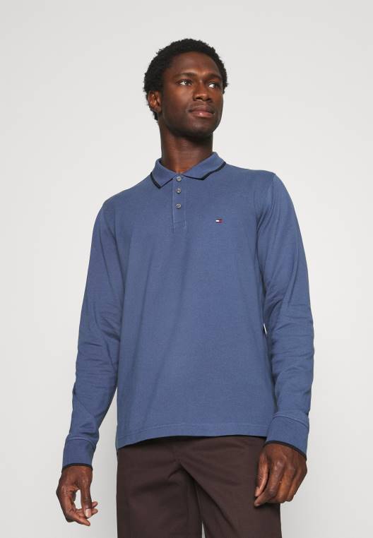 חולצת פולו רגילה עם קצה בסיסי NX208097 אינדיגו דהוי Tommy Hilfiger