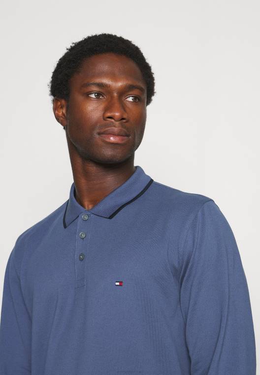 חולצת פולו רגילה עם קצה בסיסי NX208097 אינדיגו דהוי Tommy Hilfiger
