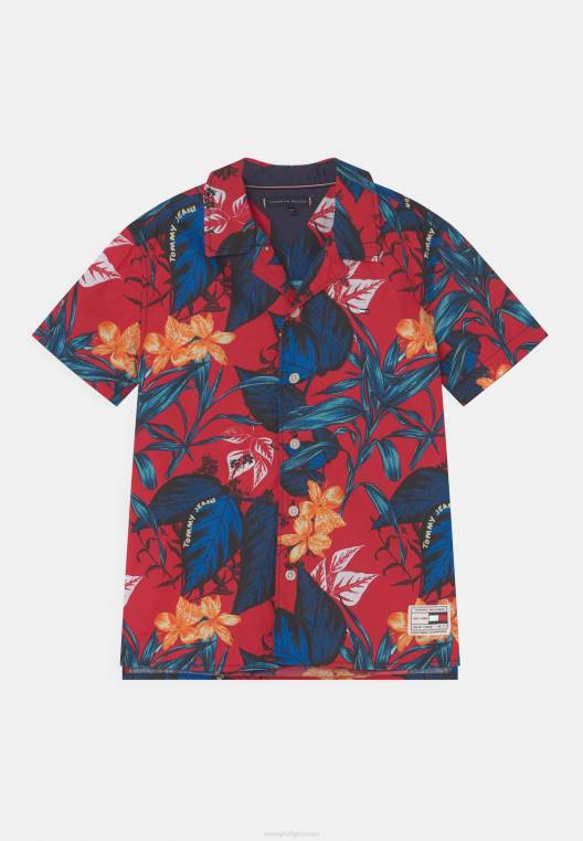 חולצת נופש בהדפס טרופי NX208115 אָדוֹם Tommy Hilfiger