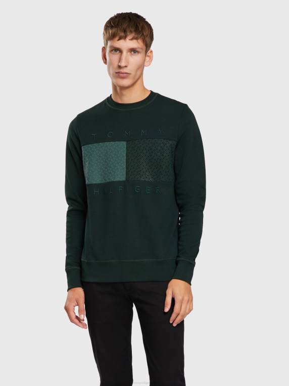 צווארון צווארי לוח מונוגרמה דיוואלי NX20811 ירוק תהום Tommy Hilfiger