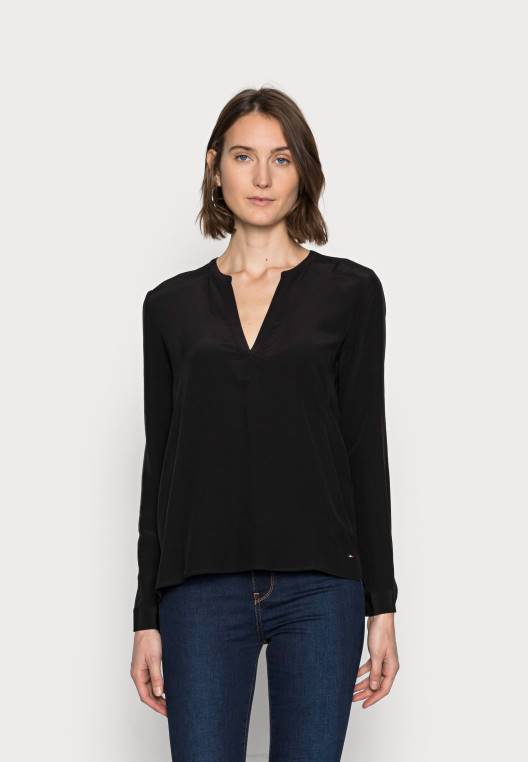 חולצה מוצקה NX208125 שָׁחוֹר Tommy Hilfiger